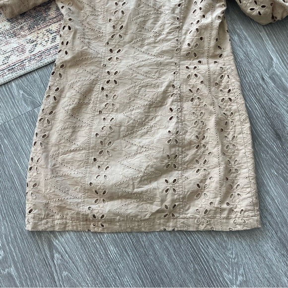 INC Brown Eyelet Puff Sleeve Mini Wrap Dress - Picture 10 of 11